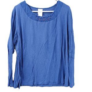 Just My Size Woman's Top Size 2X, Pullover, Blue (Royal Pompei) with Beaded Neck